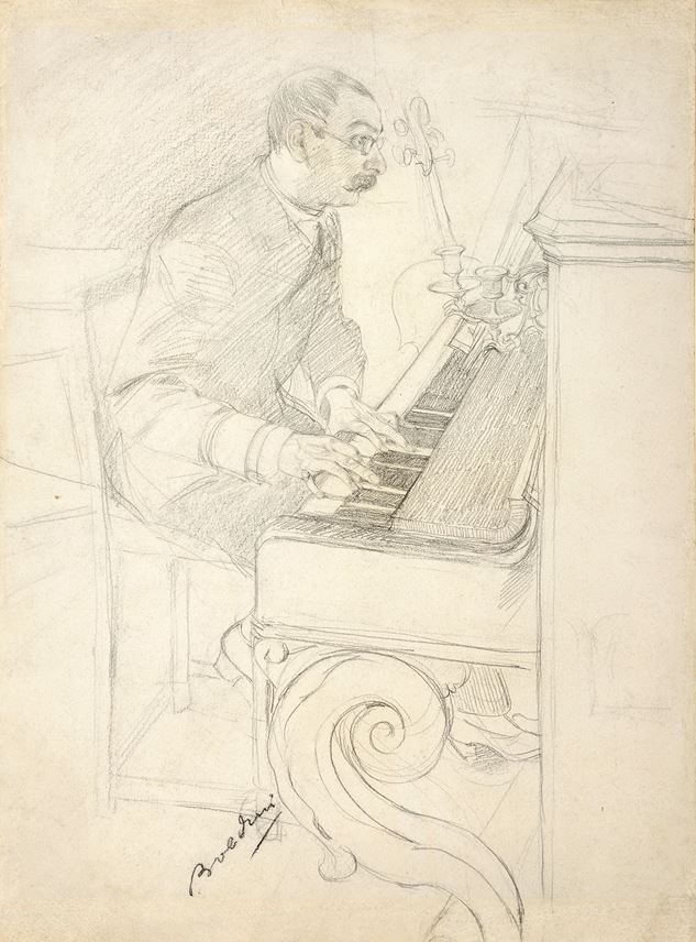 Giovanni BOLDINI - A Man Playing a Piano in the Artist’s Studio | MasterArt